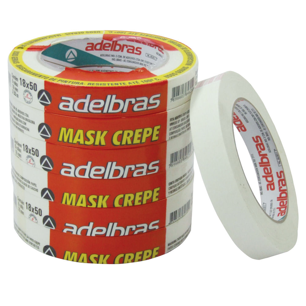 Fita Adesiva crepe 18x50 adelbras - PT C/ 6 PC - ADELBRAS - DataSupriWeb