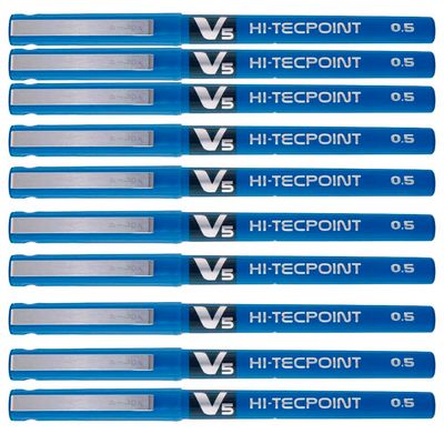 Kit-Com-10-Canetas-Pilot-Hi-Tecpoint-V5-Azul