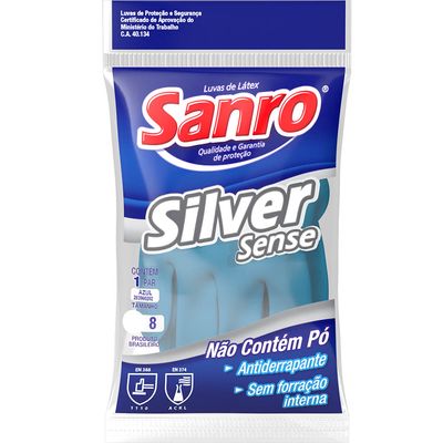 Luva-Latex-Sanro-Silver-Azul-Sem-Forro--PAR--Tamanho-M---Sao-Roque